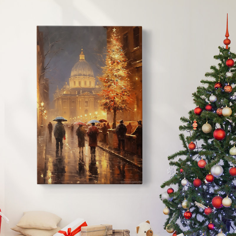 Art des Fêtes de Noël - Toile tendue avec châssis DCC XXXVII, H 12 po x l 8 po