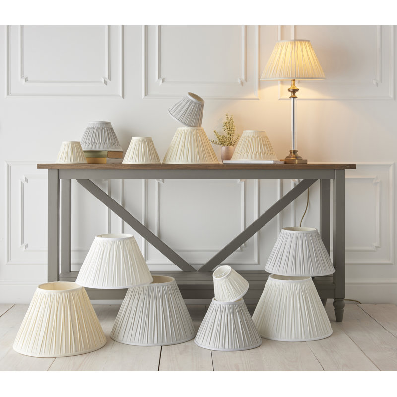 Ame Chatsworth Silk Empire Lamp Shade, Ivory, 26cm H x 40.5cm W x 40.5cm D