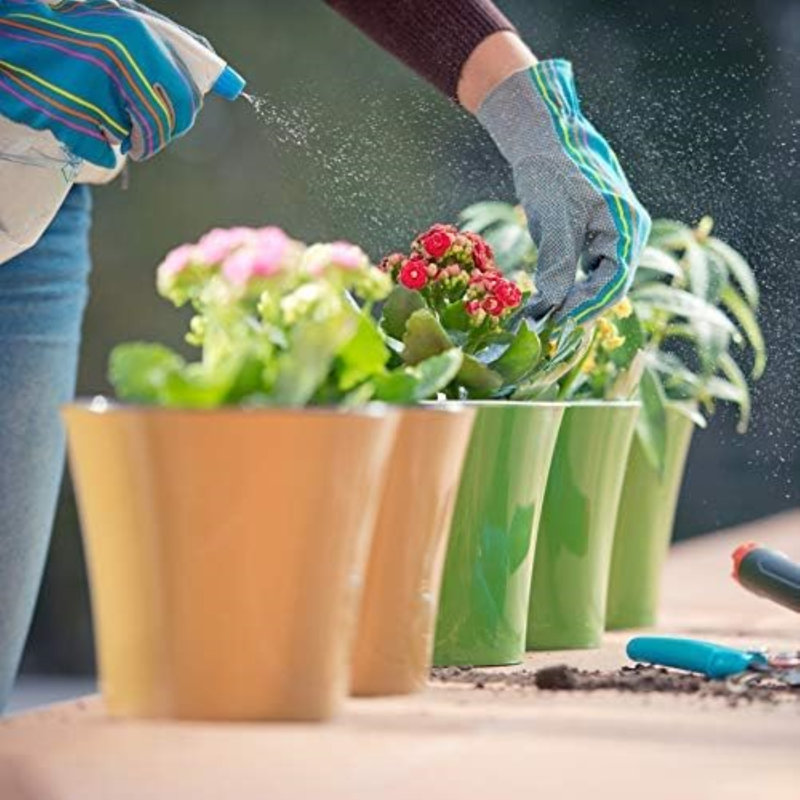 White and Black 5.5" Plastic Indoor/Outdoor Planter Set