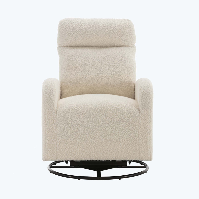 Chaise berçante pivotante rembourrée et pivotante, Ourson blanc