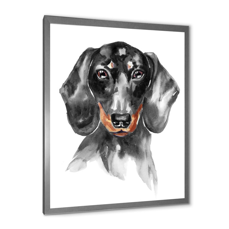 Sweepy The Dachshund I - on, Impression argent sur toile encadrée, H 32 po x l 16 po x P 1 po