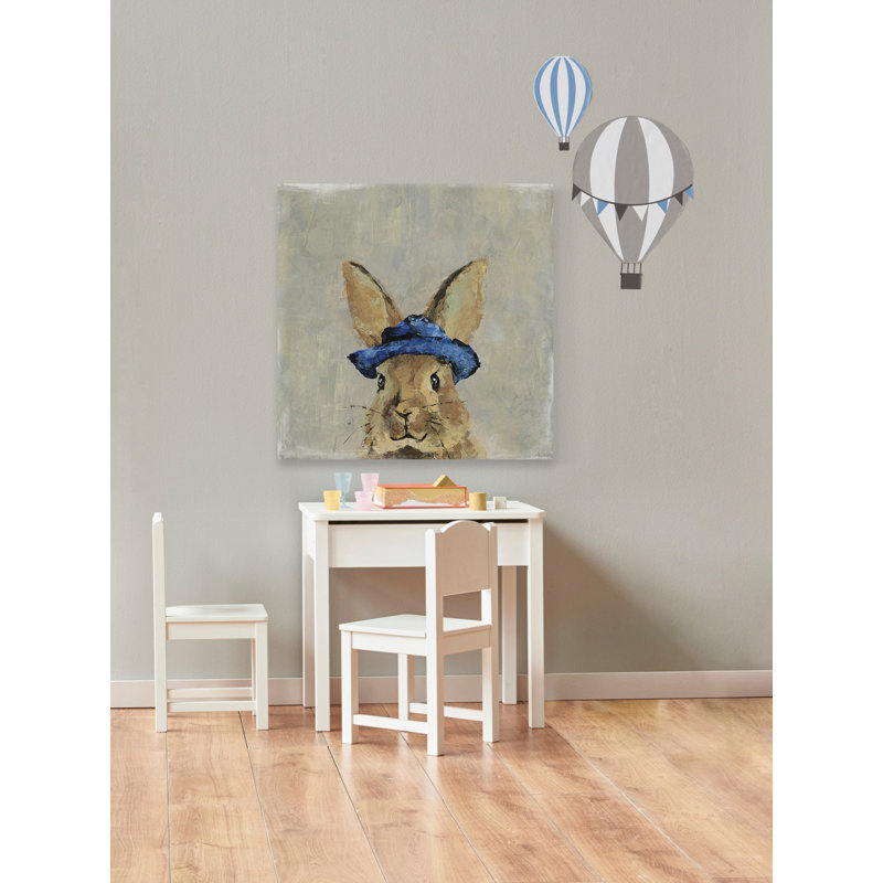 Reproduction de lapin hippie sur toile tendue, H 18 po x l 18 po x 1,5 po