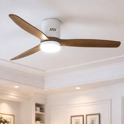 AuraVista 52" Modern 3-Blade Ceiling Fan with Light Kit & Remote Control – Flush Mount for Sleek, Space-Saving Design