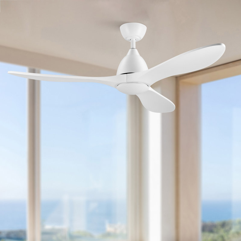 Ventilateur de plafond à 3 pales avec lumière DEL à intensité variable et télécommande, Blanc mat, 52 po de largeur