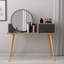 Table à maquillage moderne avec plateau à clavier sous le bureau, anthracite et noyer, 47,2 po x 37,8 po x 23,6 po | 100% panneau de particules enduit de mélamine, épaisseur de 0,71 pouce | 2 tiroirs et plusieurs tablettes, conception murale-1008598321