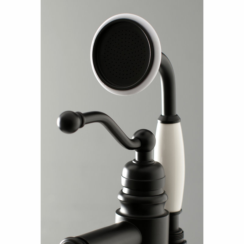Kingston Brass English Country Single-Handle 1-Hole Freestanding Tub Faucet with Hand Shower, Matte Black