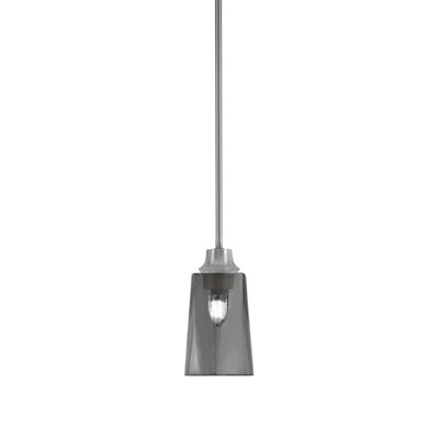 Wilkinson Hung Pendant Shown In Graphite Finish With 4.5" W x 6.5" H Smoke Bubble Glass