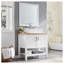 Meuble-lavabo simple 32 "avec lavabo, meuble-lavabo simple avec portes et tablette ouverte, petit meuble-lavabo en bois massif avec lavabo, blanc + naturel