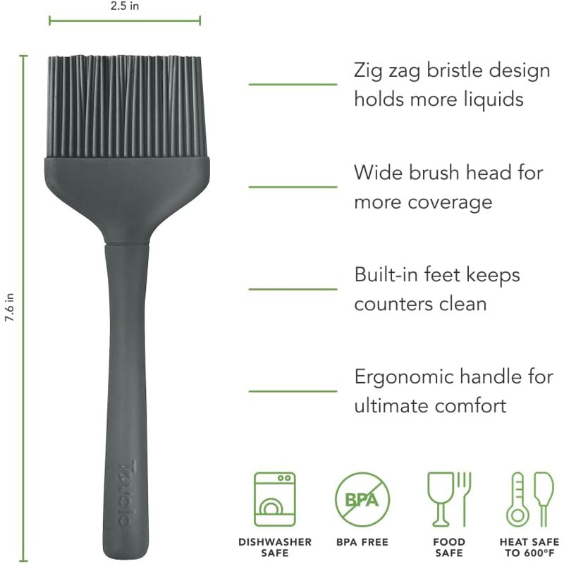 Flex-Core Basting Brush All Silicone Charcoal, Charcoal Gray