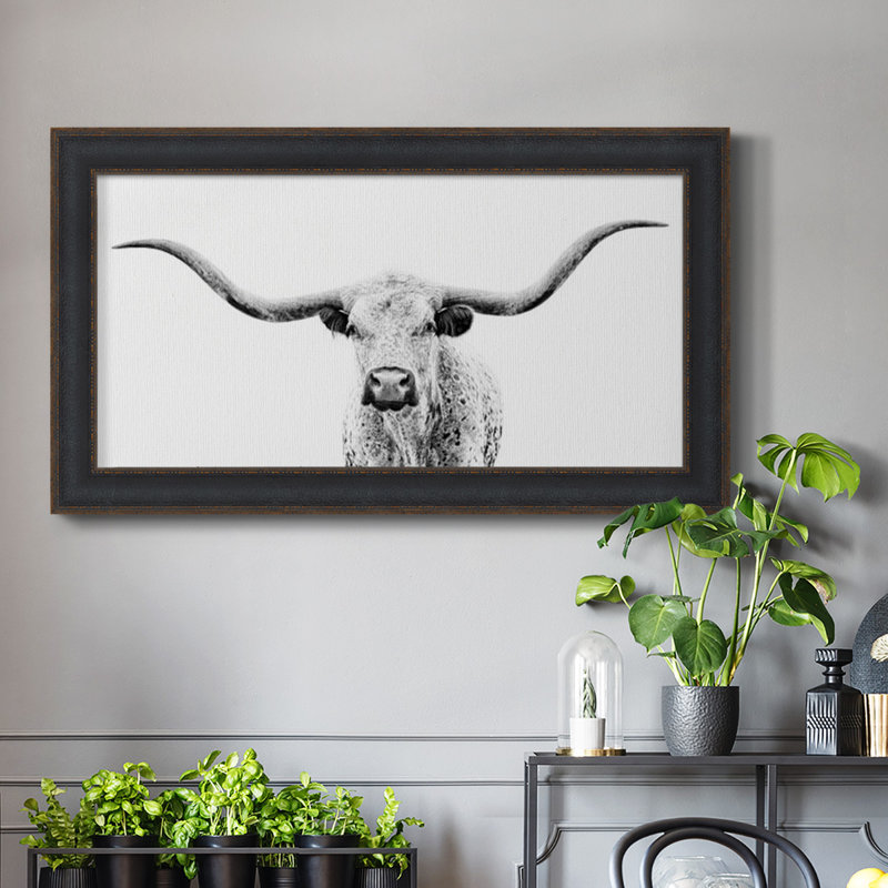 Paquet Longhorn Gaze - Reproduction d'un seul cadre photo sur toile, H 29 po x l 53 po x P 2,5 po