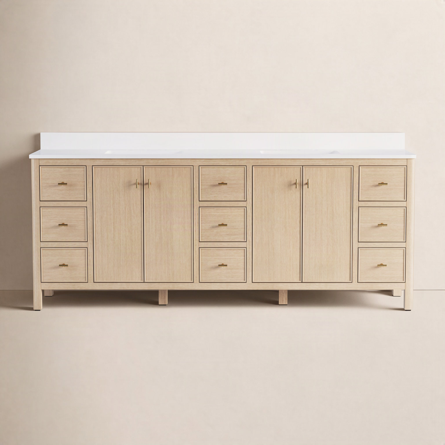 Kingsley 84" Oak Double Bathroom Vanity