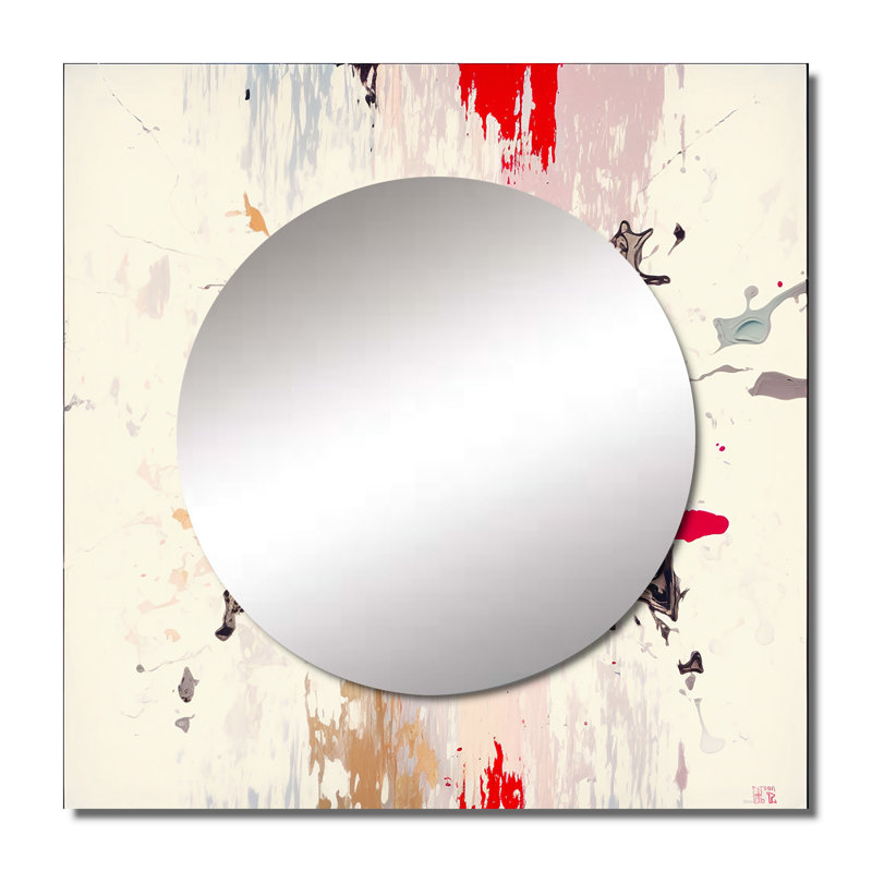 Koamalu - Peinture abstraite murale à miroir carré pour salle de bain, 23 po x 23 po