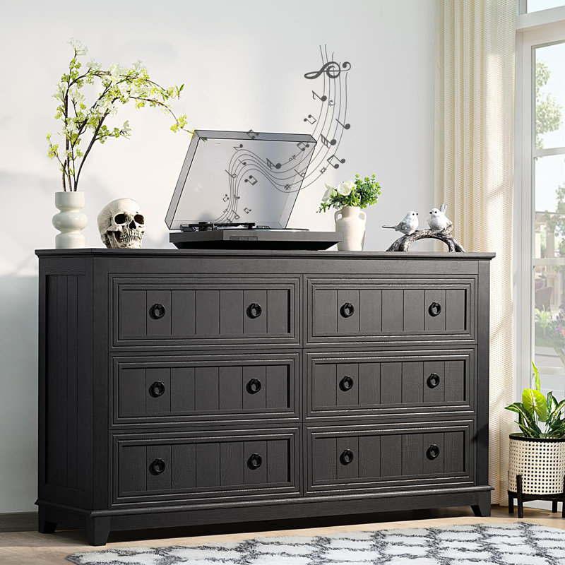 Commode à tiroirs en bois libellule 54 po, Noir