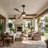 Brown Ceiling Fan With Solid Wood Blades, Led Light And App Control