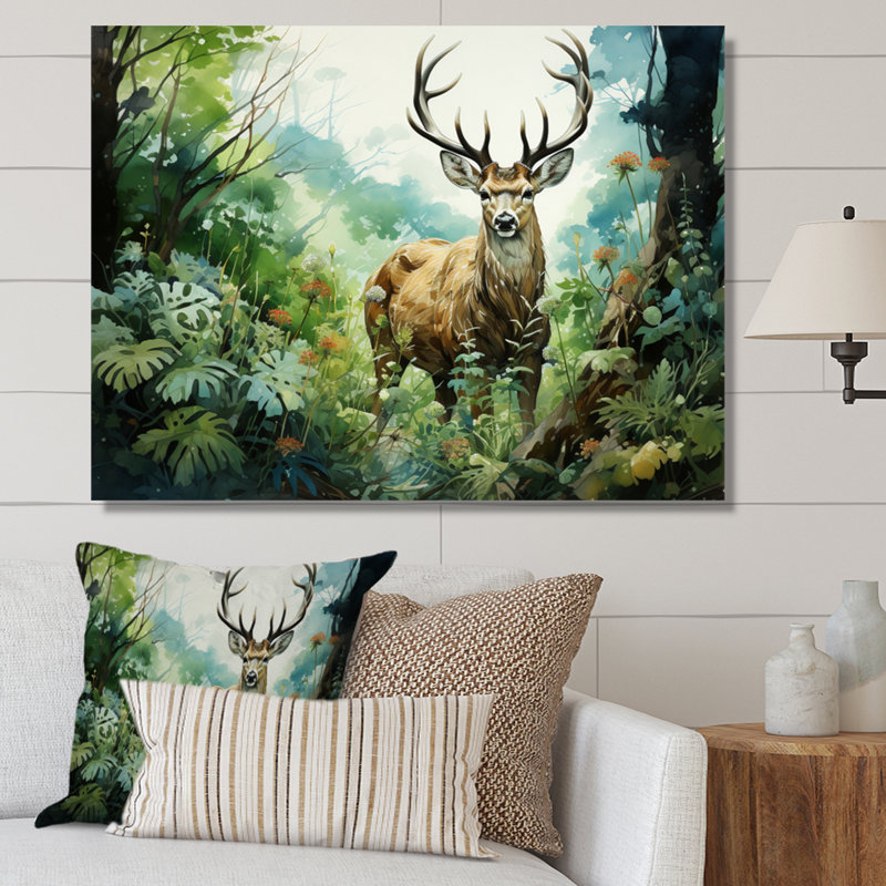 " Deer Emerald Grace I ", Wrapped Canvas, 34" H x 44" W x 1.5" D