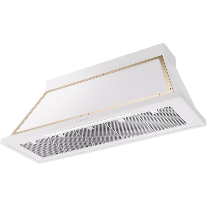 Hotte murale ILVE Nostalgie II Series de 60 pouces avec débit d'air de 850 pi³/min (blanche), Blanc/laiton