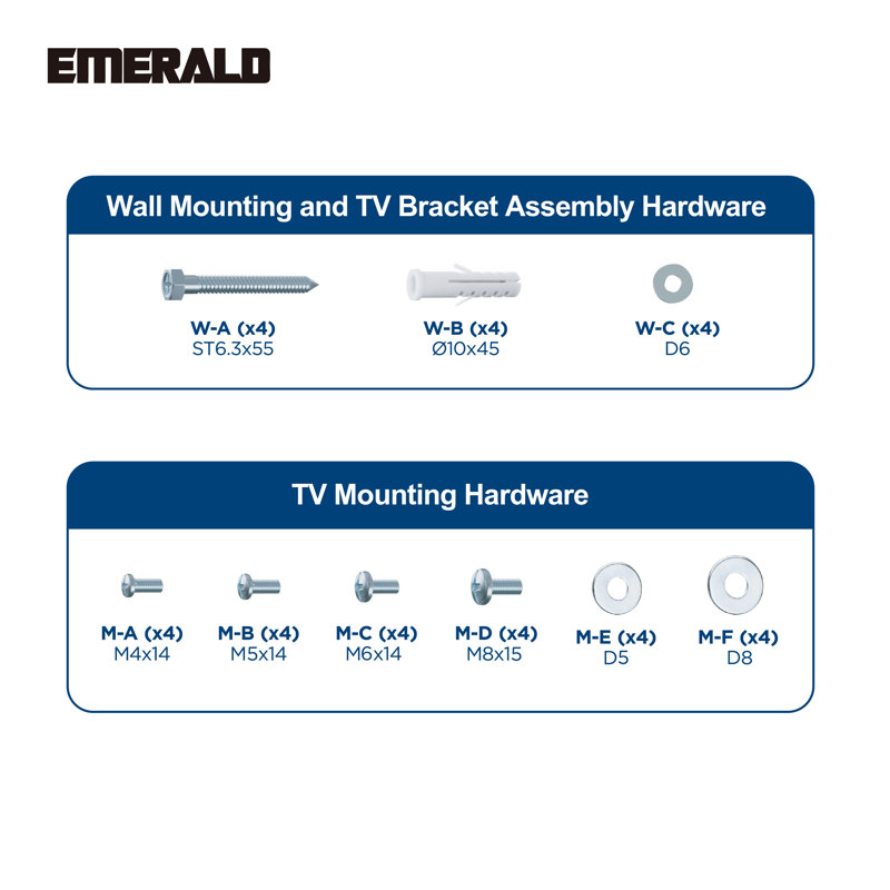 Emerald Low Profile Tilt TV Wall Mount for 32"-90" TVs, 120 lbs Capacity, Max VESA 600x400mm