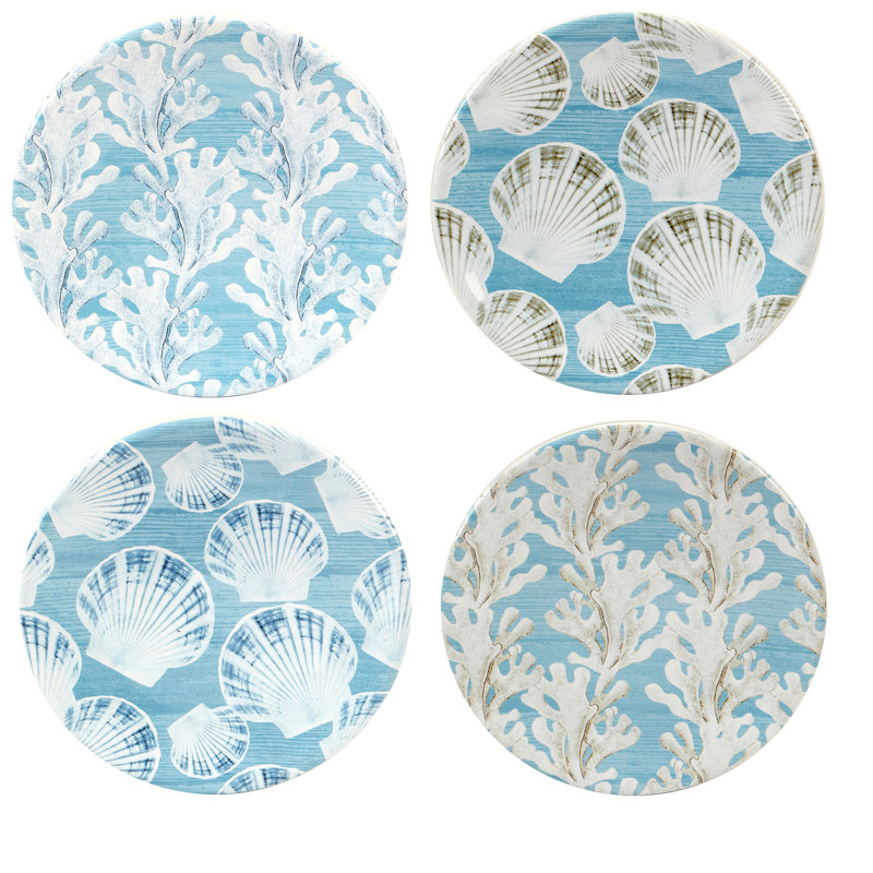 Beyond the Shore Blue Ceramic Canapé Plates Set of 4