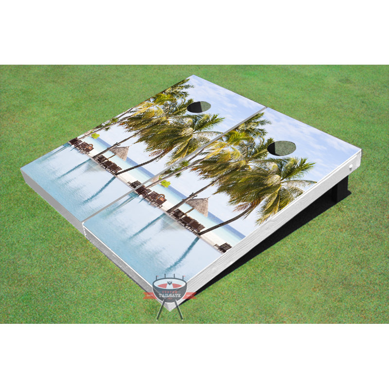 Ensemble de planches de cornhole en forme de paille de plage 2 pi x 4 pi