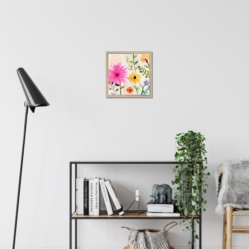 Floral Pop I 1 Piece Painting, 34cm H x 34cm W, Natural Wood Framed Paper Print