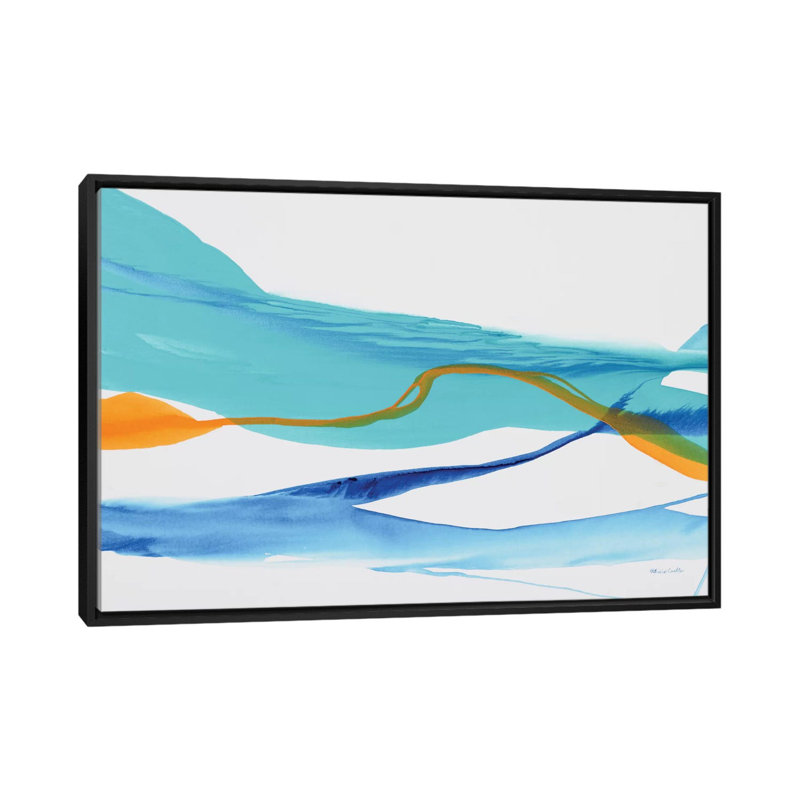 « near cold lake », reproduction d’art sur toile tendue, Toile avec cadre noir, Pas de tapis, H 32 po x l 48 po x P 1,5 po
