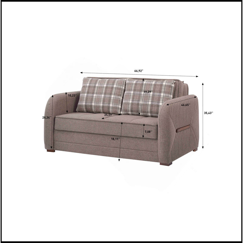 Causeuse convertible rembourrée avec rangement, tissu beige?, Chenille beige