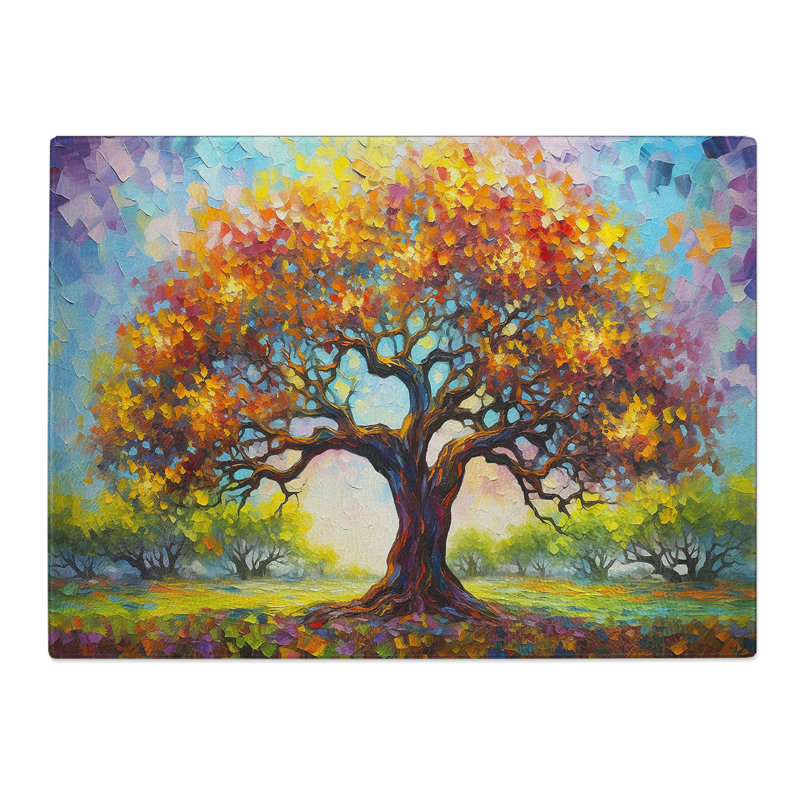 Oak Tree Palette Knife  Glass Chopping Board
