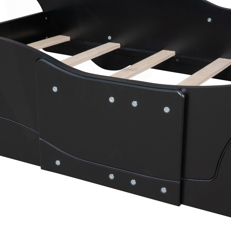 Lit plateforme simple avec roulettes, Noir