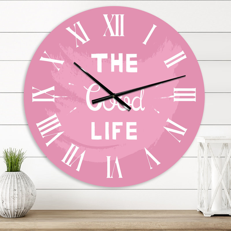 Horloge ronde en métal The Good Life On - rose, Petit