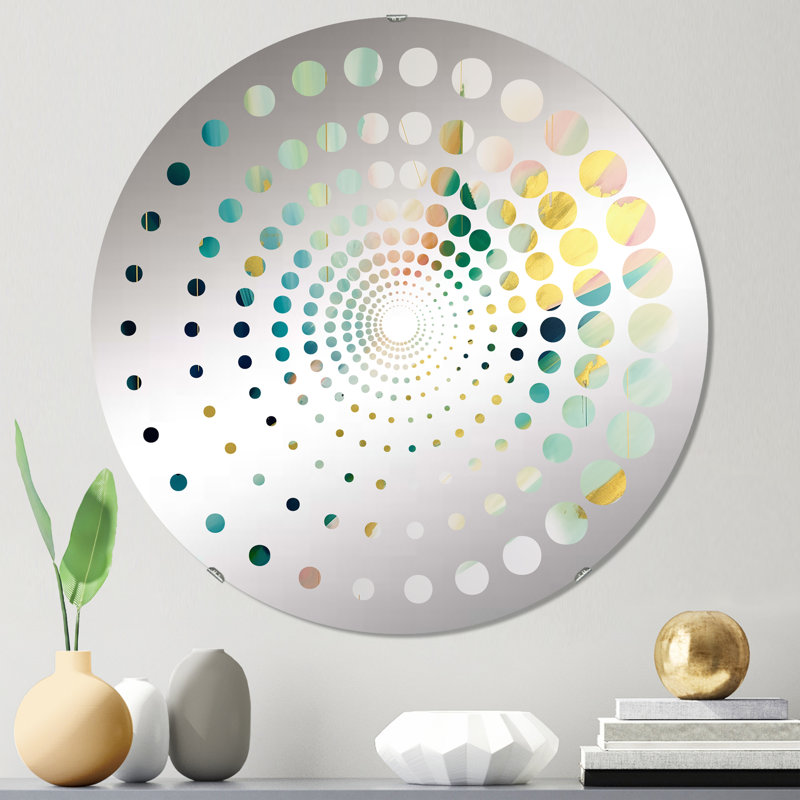 Miroir décoratif géométrique à motif géométrique vert et or MIR105668 C, 23,6 po x 23,6 po