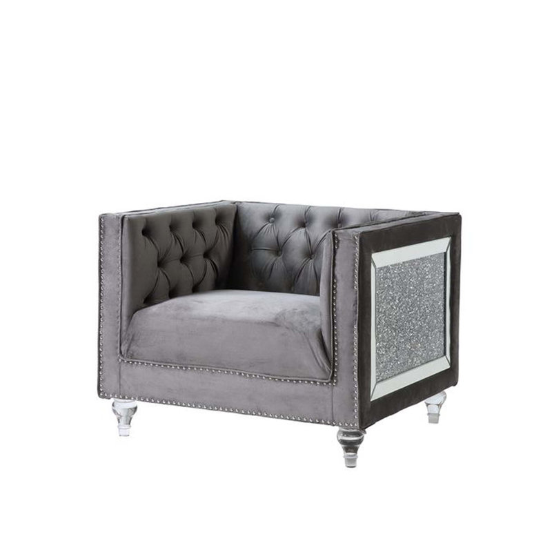 Chaise HeiberoII, Velours gris velours