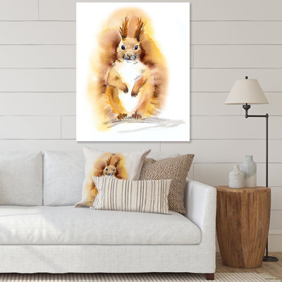 Portrait d'un écureuil orange - peinture sur toile