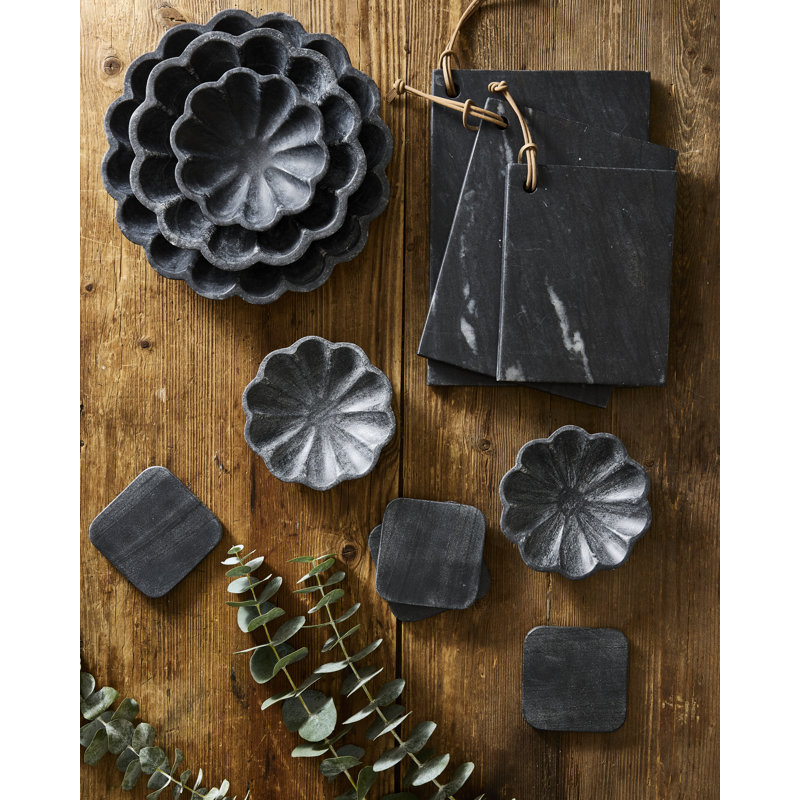 Catalina Black Marble Coaster Set