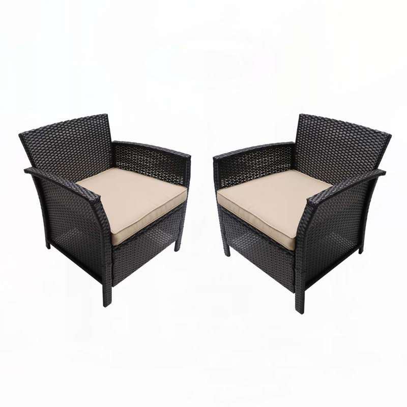 Fauteuil club d'extérieur en rotin PE, Tanné