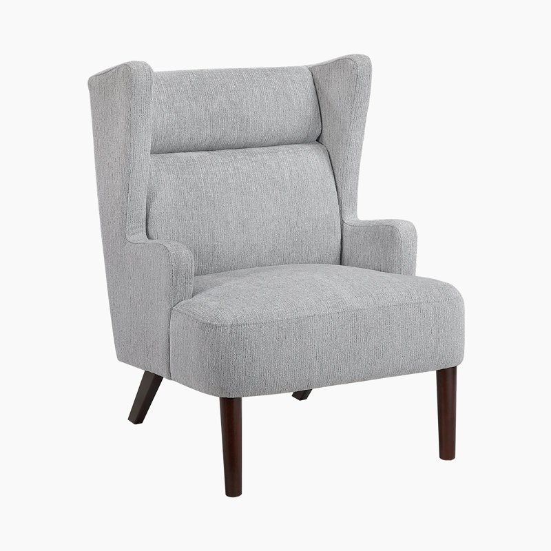 Ferriday 27.5" Flared Arms Chenille Chair, Gray Chenille