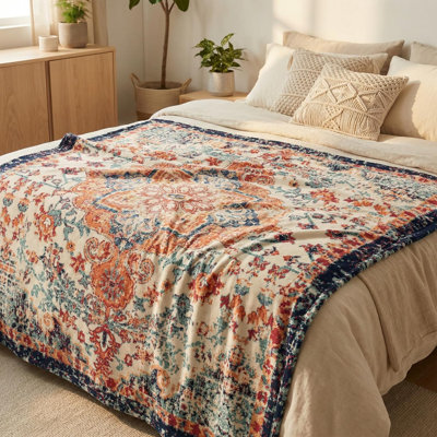 Jeté Boho Bohemia, couvertures en fausse fourrure moelleuses en fausse fourrure de style campagnard rustique Vintage Country, cadeaux idéaux pour les enfants adultes et épouse, 50 x 40