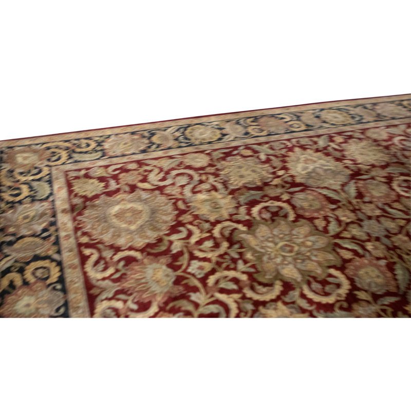 Tapis rouge et noir noué à la main de haute qualité