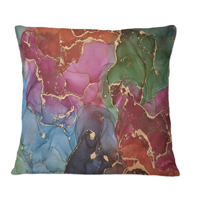 Mauve et bleu liquide Art II - Coussin décoratif imprimé moderne