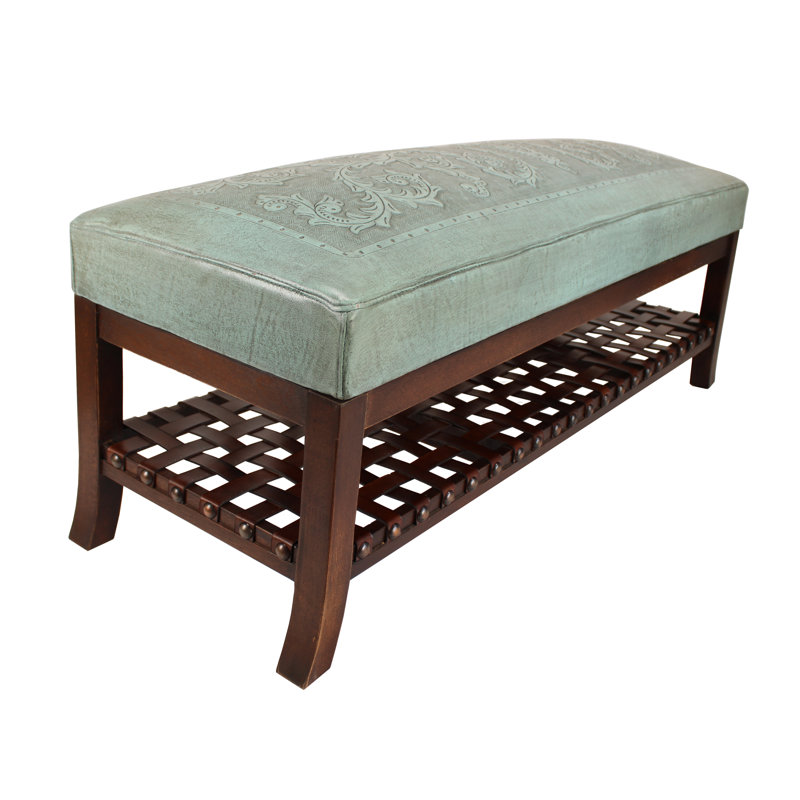 Zainab Genuine Leather Upholstered Bench