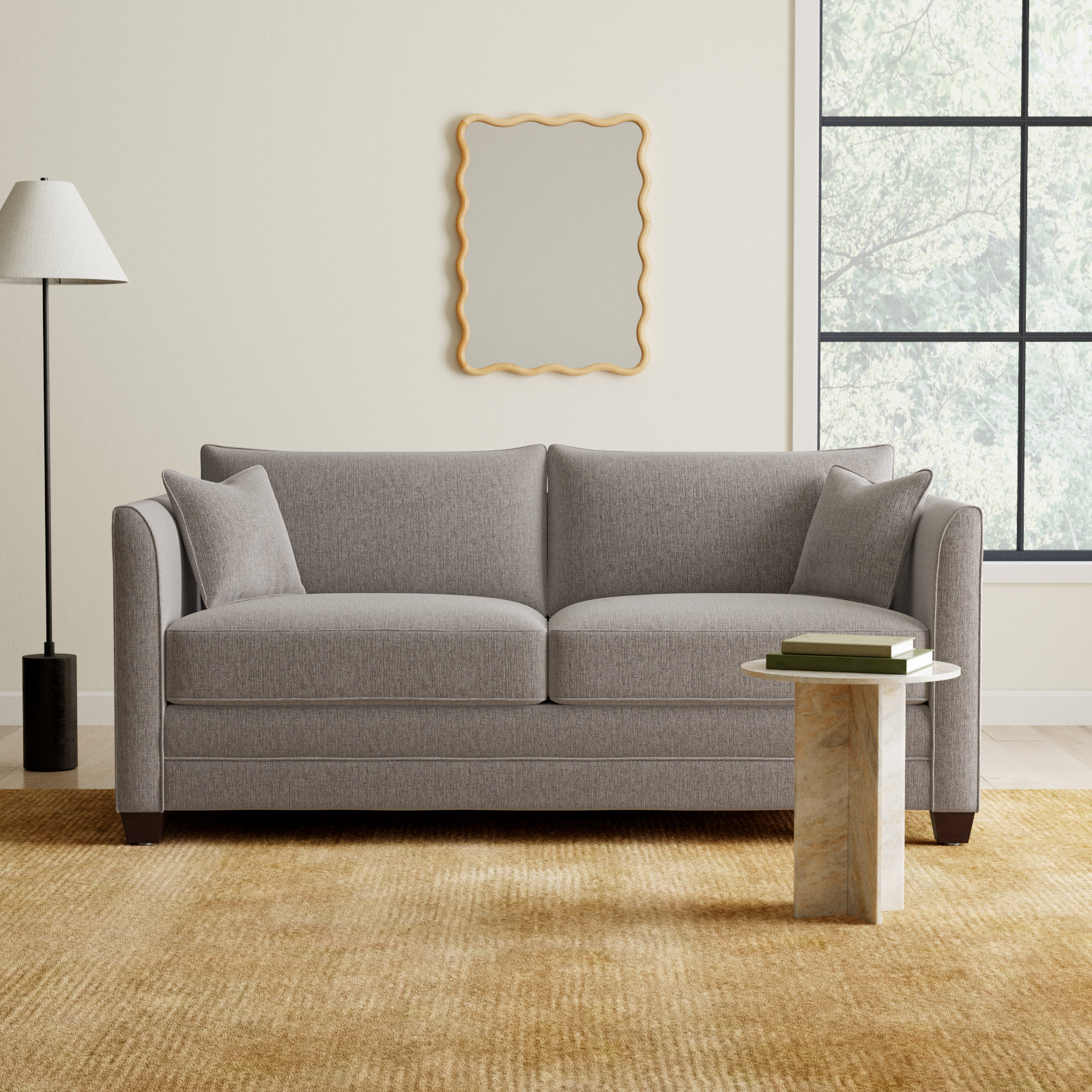 Kodie 76.5'' Upholstered Sofa, Drusky Twig Sustain® Basketweave, Dark Walnut