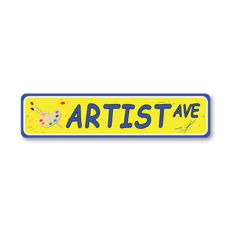 Plaque en aluminium Artist Street, H 6 po x l 24 po x P 0,06 po