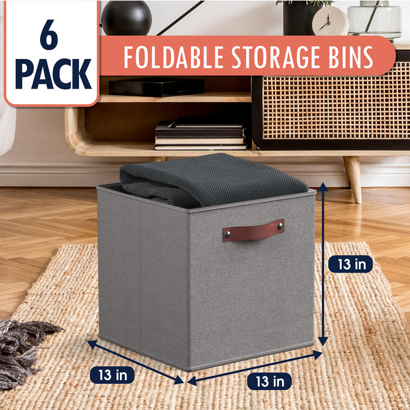 Ensemble de bacs de rangement en tissu, gris, H 13 po x l 13 po x P 13 po