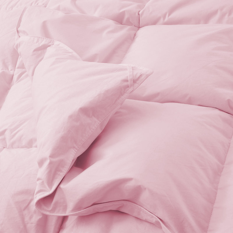 All Season Goose Feather Fiber Comforter, Queen, Pink