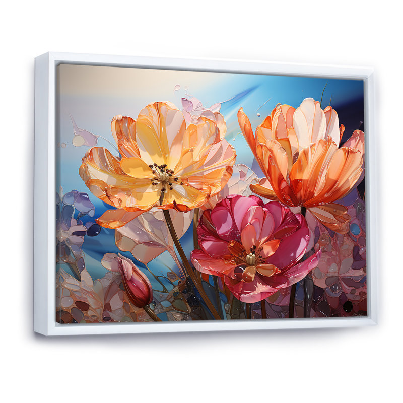 «Glass Tulips», impression sur toile, Cadre flottant blanc, H 16 po x l 32 po x P 1 po