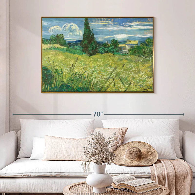 Champ vert 1889, 46 po x 31 po, Floating Frame Gold
