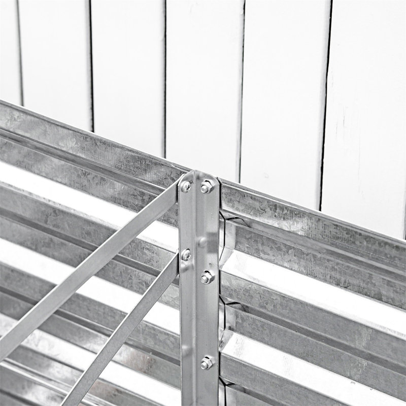 Metal Planter Box Raised Garden Bed Kit With Reinforcing Bars, Silver