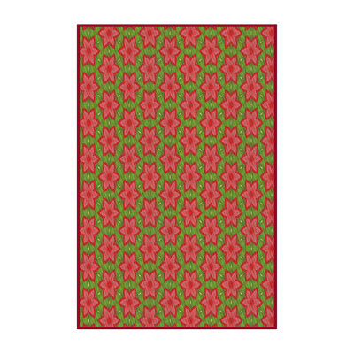 Tapis rouge/vert tissé à la machine