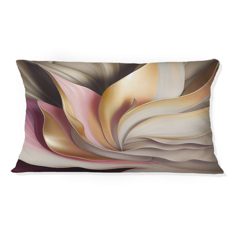 Subtil sophistication en rose exquis et doré - Coussin abstrait à encre liquide, H 12 po x l 20 po, Rectangulaire