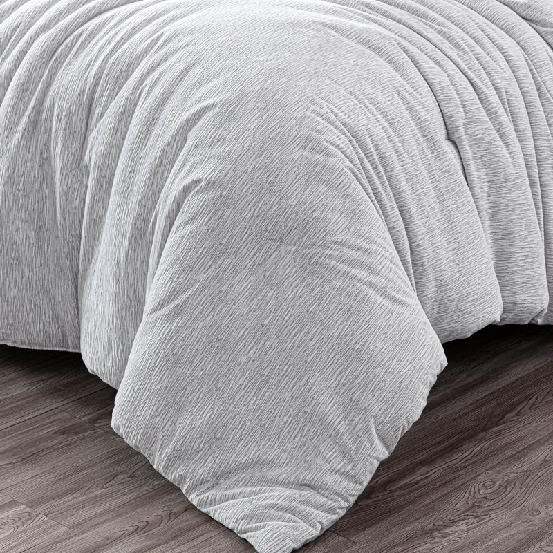 Full Gray Embossed Velvet Reversible Comforter Set