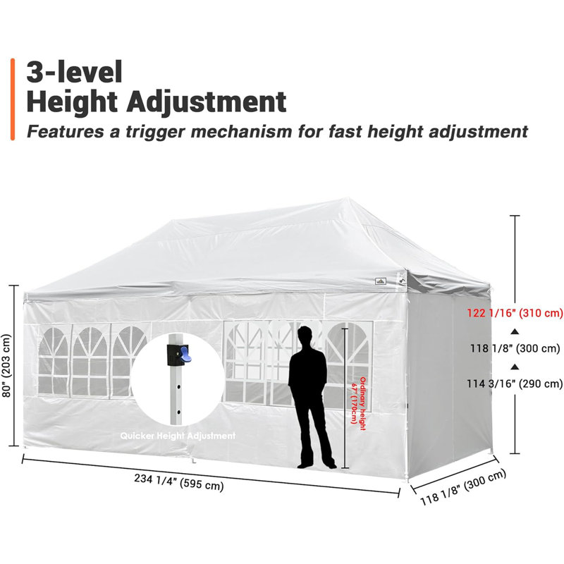 Yescom 10'X20' Waterproof Ez Pop Up Canopy Tent Shelter, White